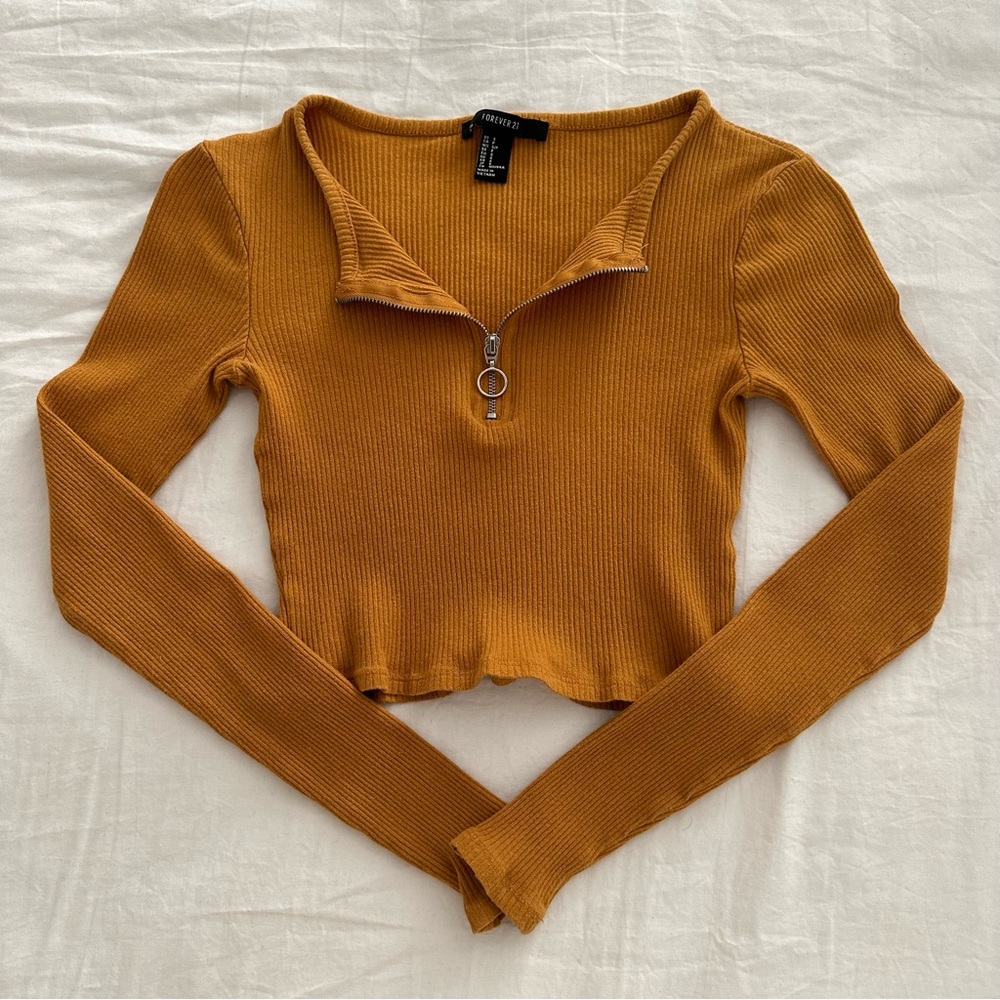 Forever 21 Mustard Yellow Cropped Sweater